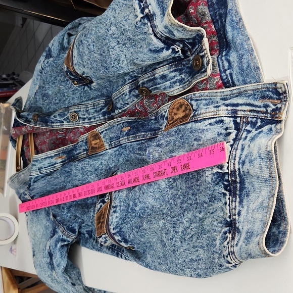 Be In The Current Sceen Denim Long Line Coat Small Acid Wash 90s - Picture 11 of 16